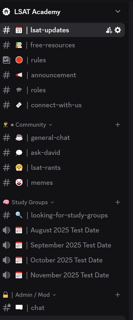 LSAT Academy Discord server screenshot